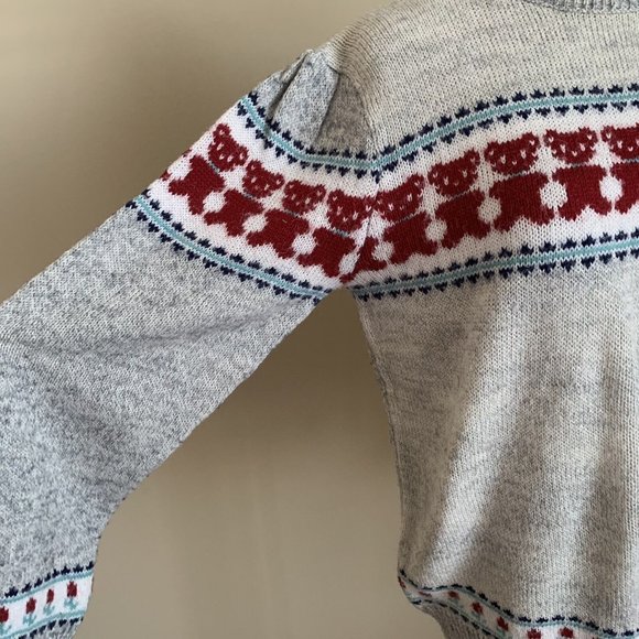 Vintage 80s Teddy Bear and Flower Acrylic Sweater KAWAII CUTE Cottage - Picture 4 of 11